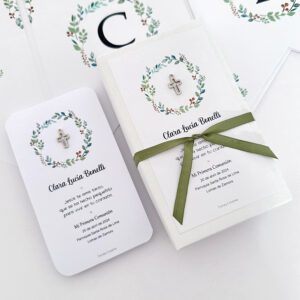 estampita con dije minimalista bautismo comunion confirmacion