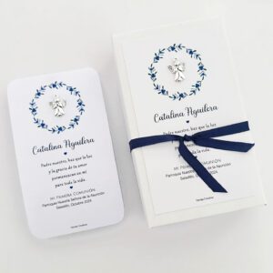 estampita con dije minimalista bautismo comunion confirmacion