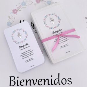 estampita con dije minimalista bautismo comunion confirmacion