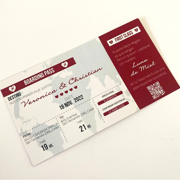 invitacion ticket avion