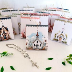 estuche souvenir y denario bautismo comunion unisex