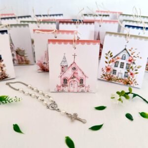 estuche souvenir y denario bautismo comunion unisex